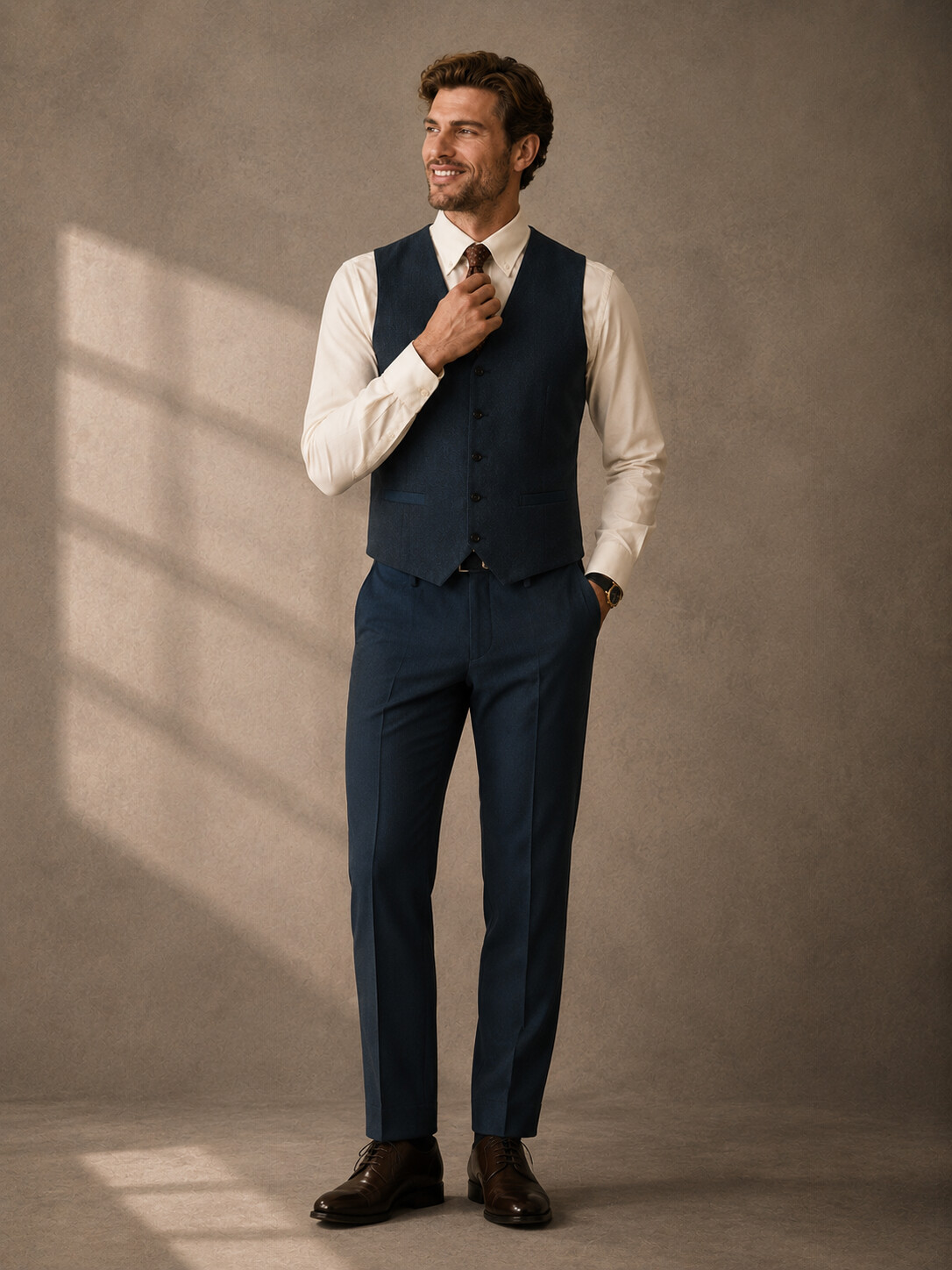 Deap Teal Tailored Suit Vest-Bellvero