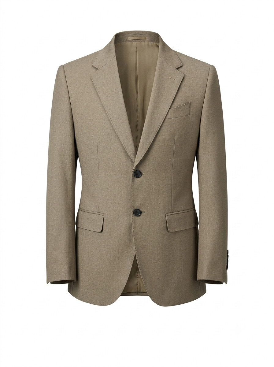 Wool Blend Stretch Light Taupe Suit Jacket-Bellvero