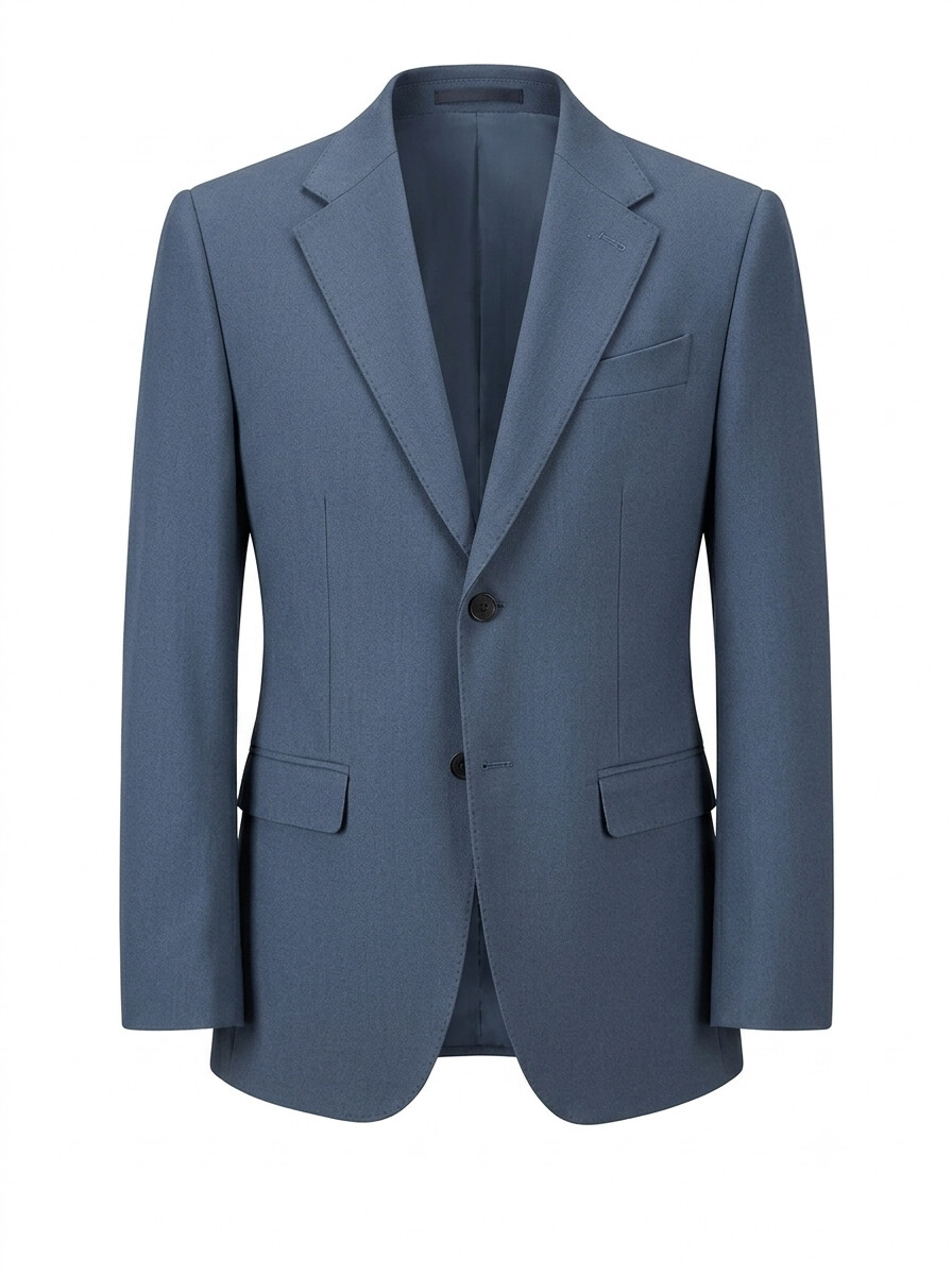 Wool Blend Stretch Dusty Blue Suit Jacket-Bellvero