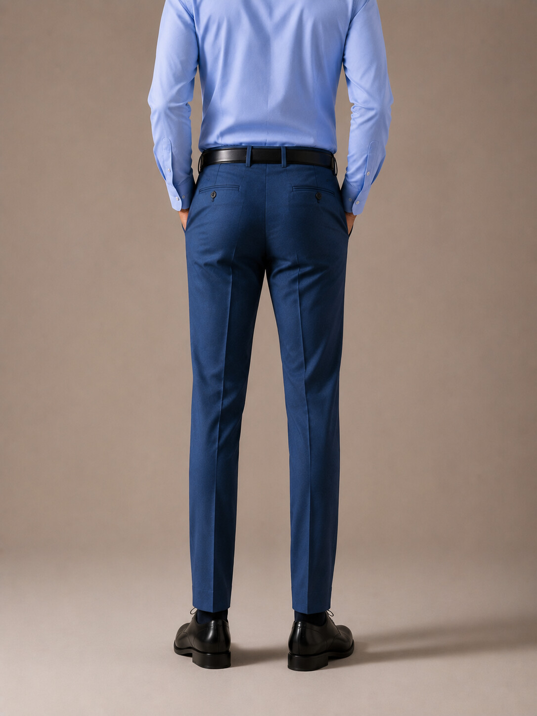 Wool Blend Stretch Dusty Blue Suit Pants-Bellvero