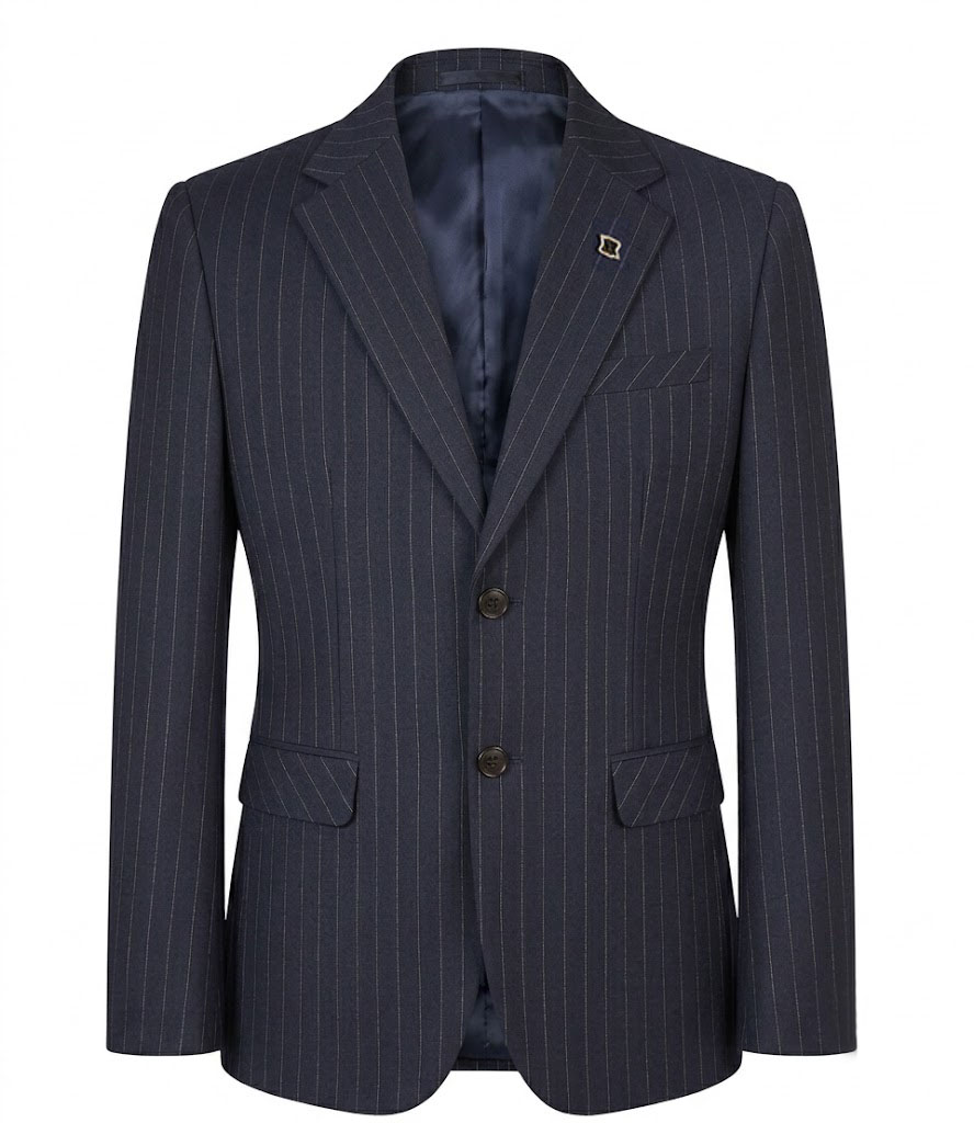 Navy Pinstripe Suit Jacket-Bellvero