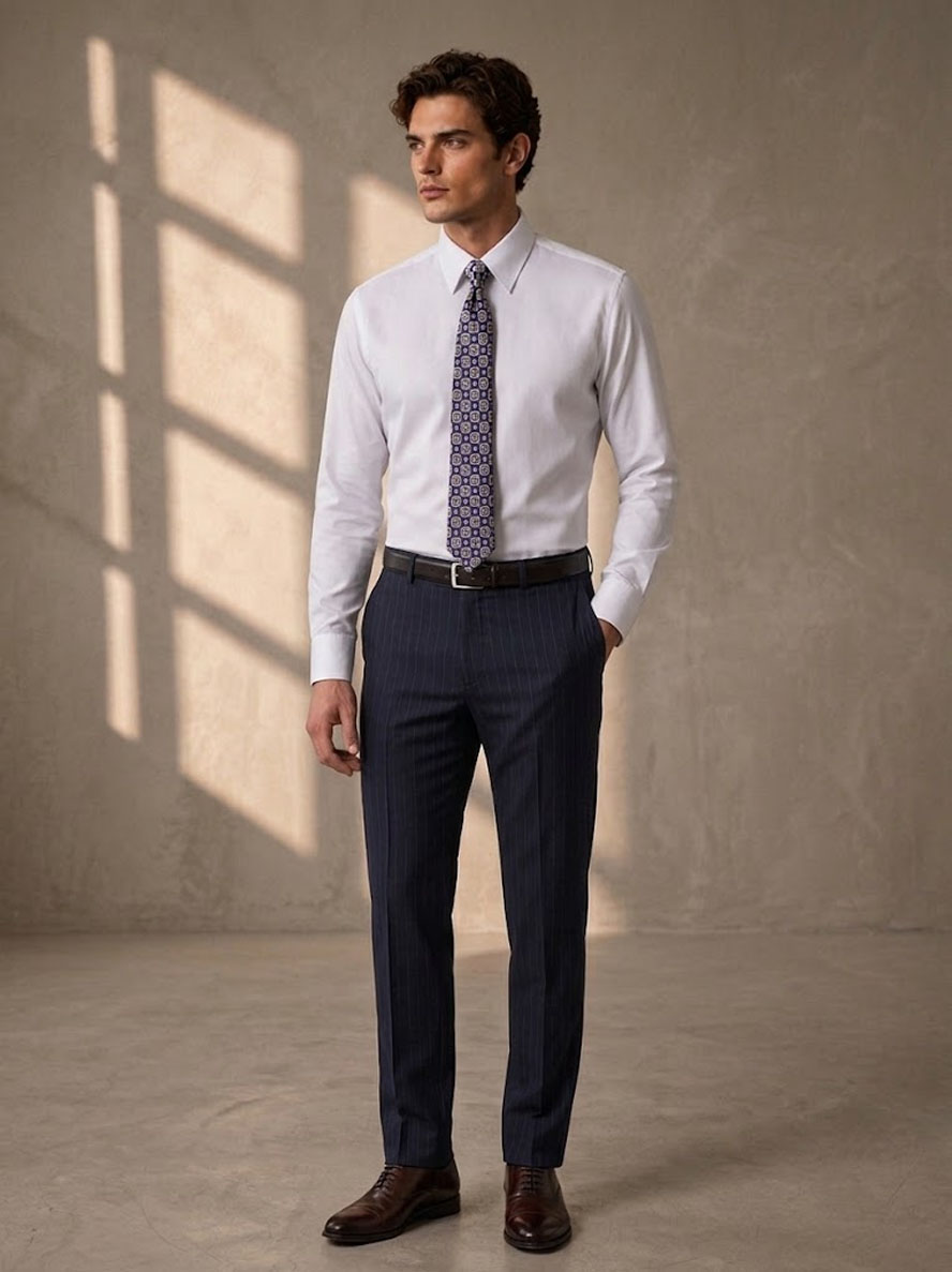 Navy Pinstripe Suit Pants-Bellvero