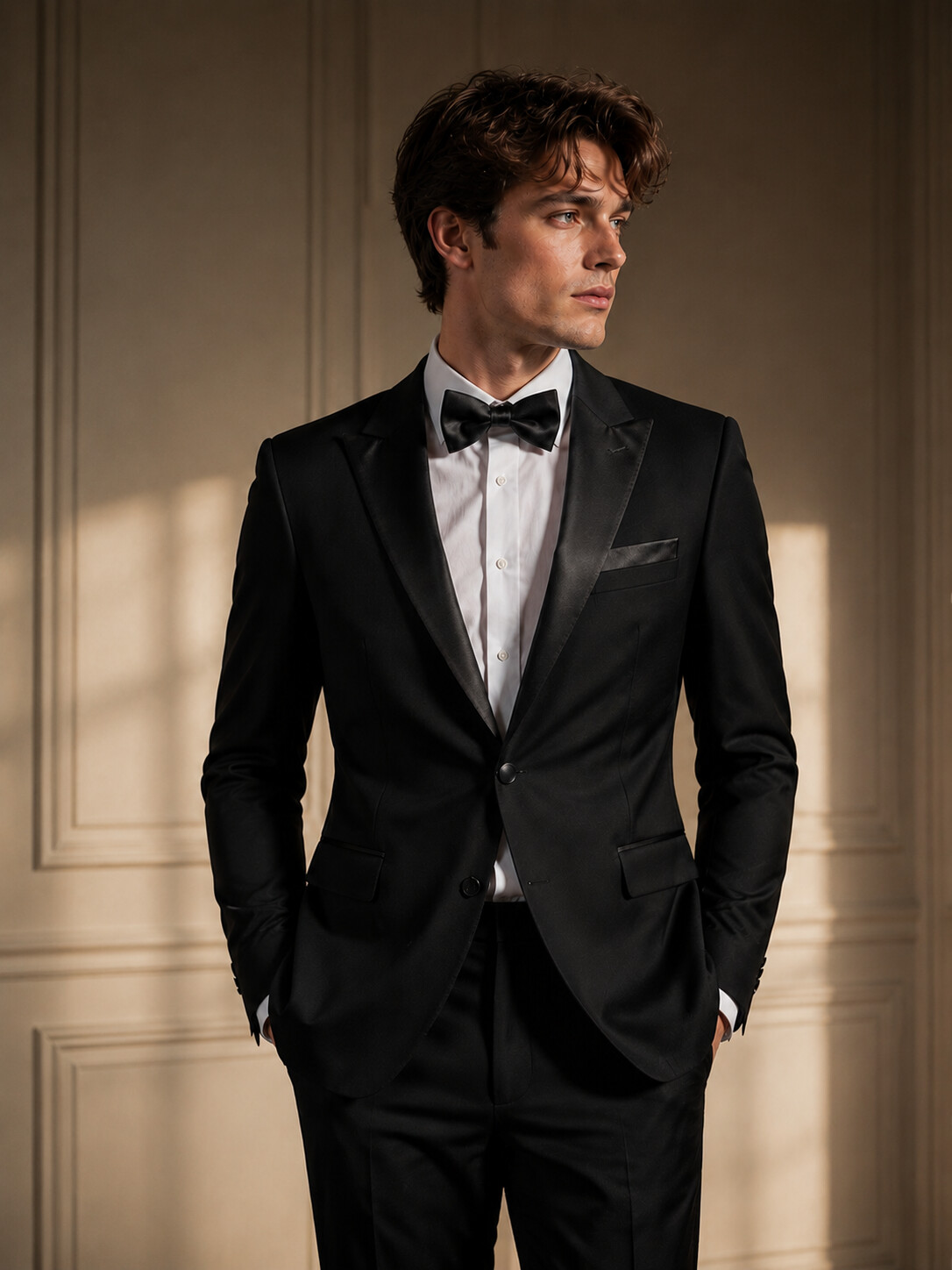 Lyocell Blend Black Tuxedo Jacket-Bellvero