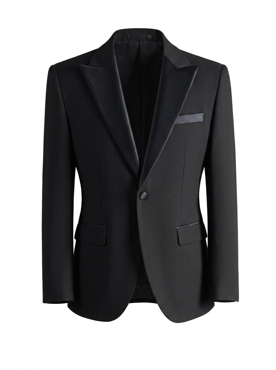 Lyocell Blend Black Tuxedo Jacket-Bellvero