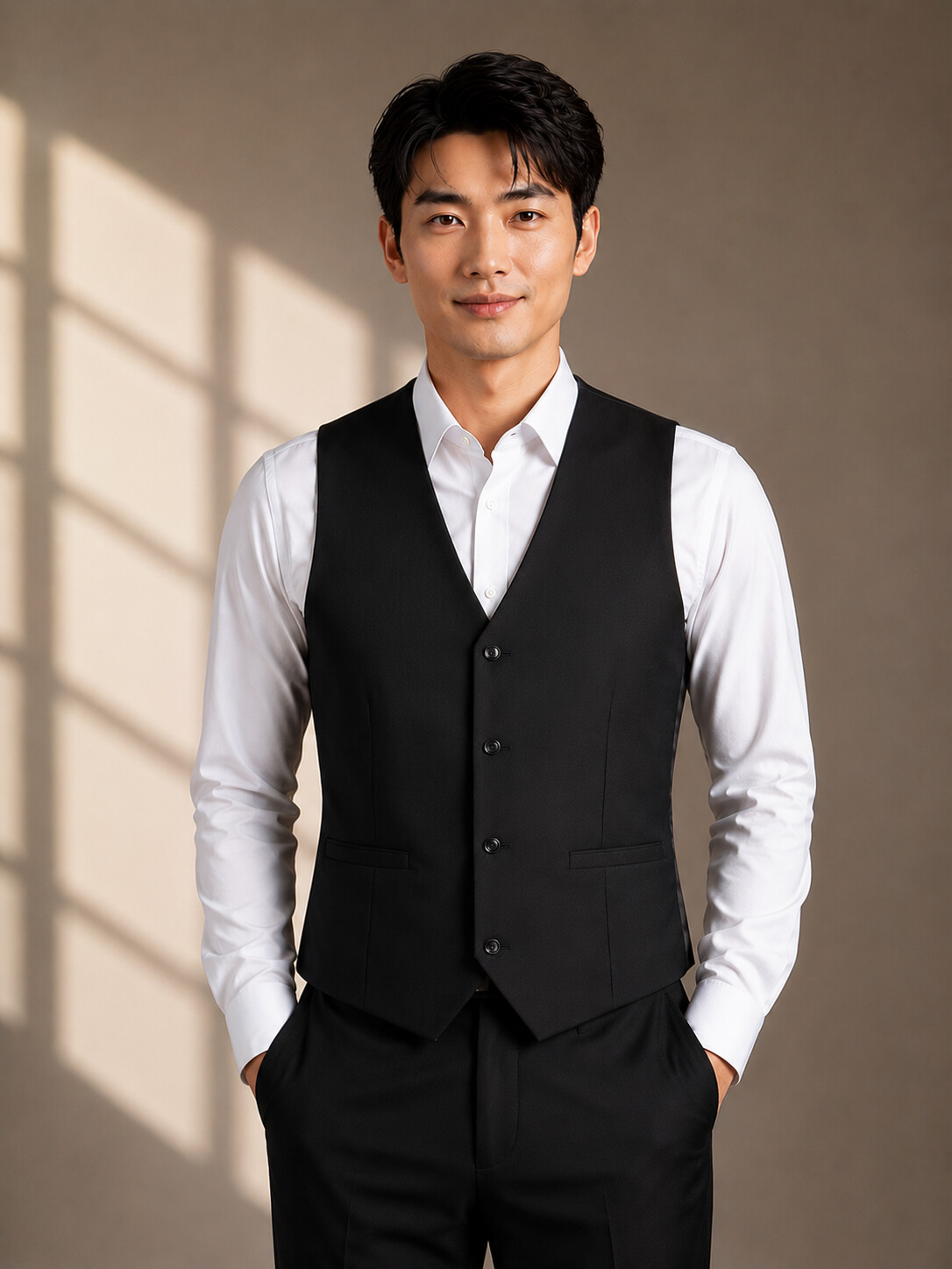 Lyocell Blend Black Tuxedo Vest-Bellvero