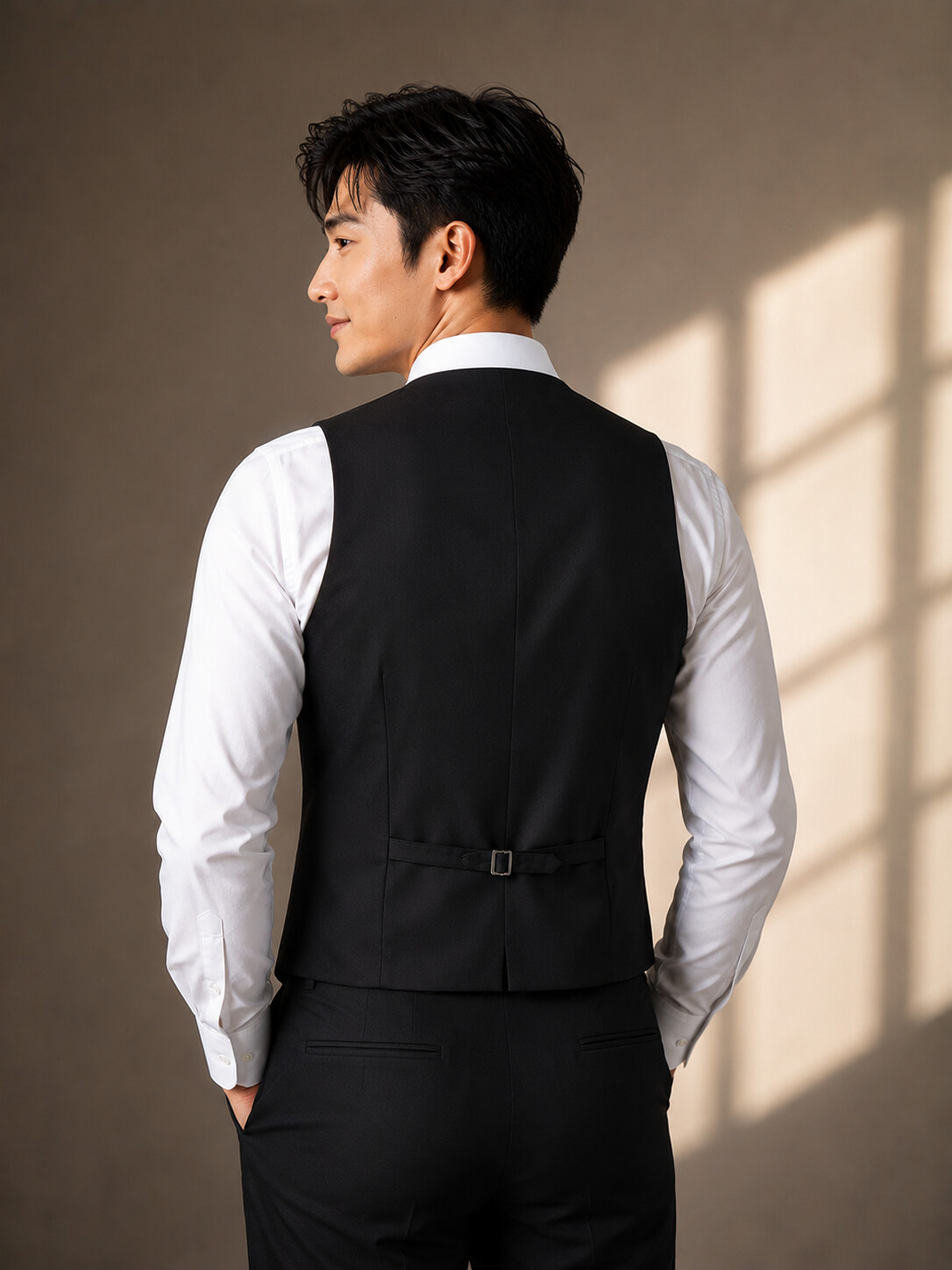 Lyocell Blend Black Tuxedo Vest-Bellvero