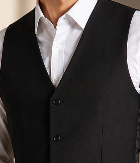 Lyocell Blend Black Tuxedo Vest-Bellvero