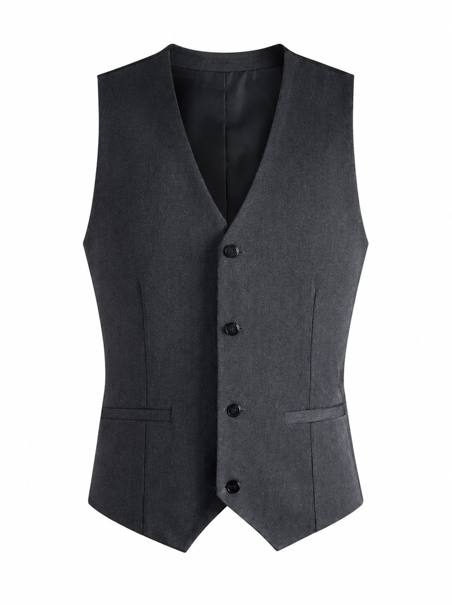 360° Stretch Dark Gray Suit Vest-Bellvero