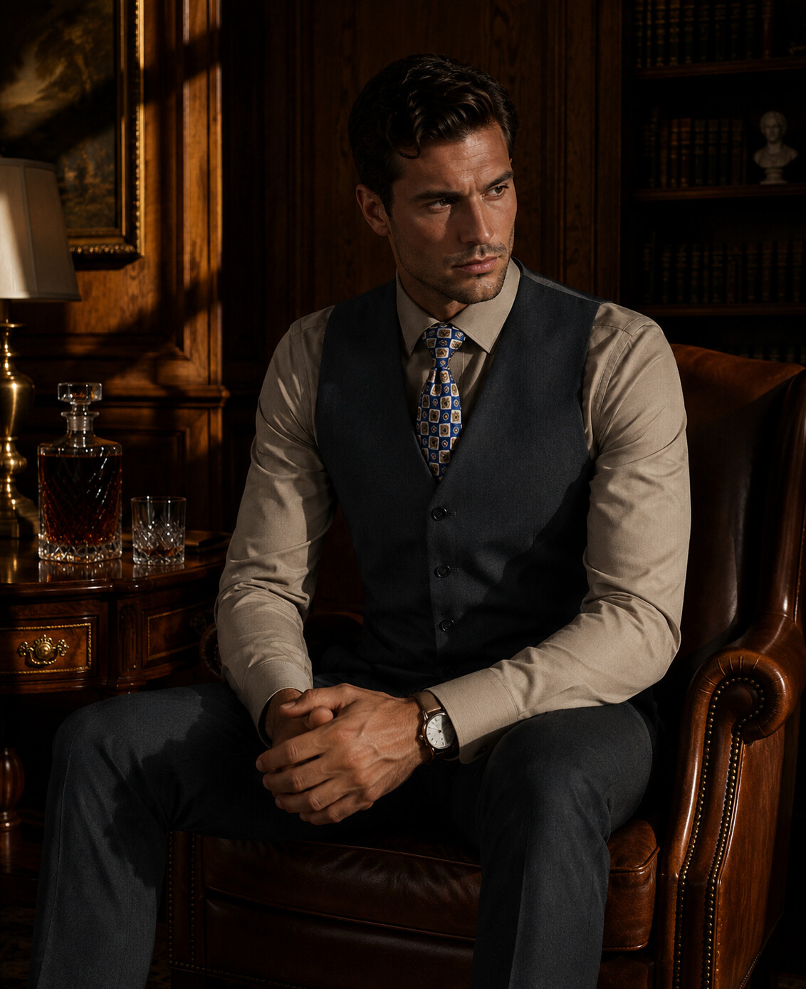 360° Stretch Dark Gray Suit Vest-Bellvero
