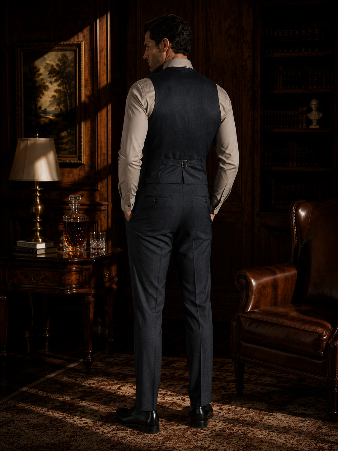 360° Stretch Dark Gray Suit Vest-Bellvero