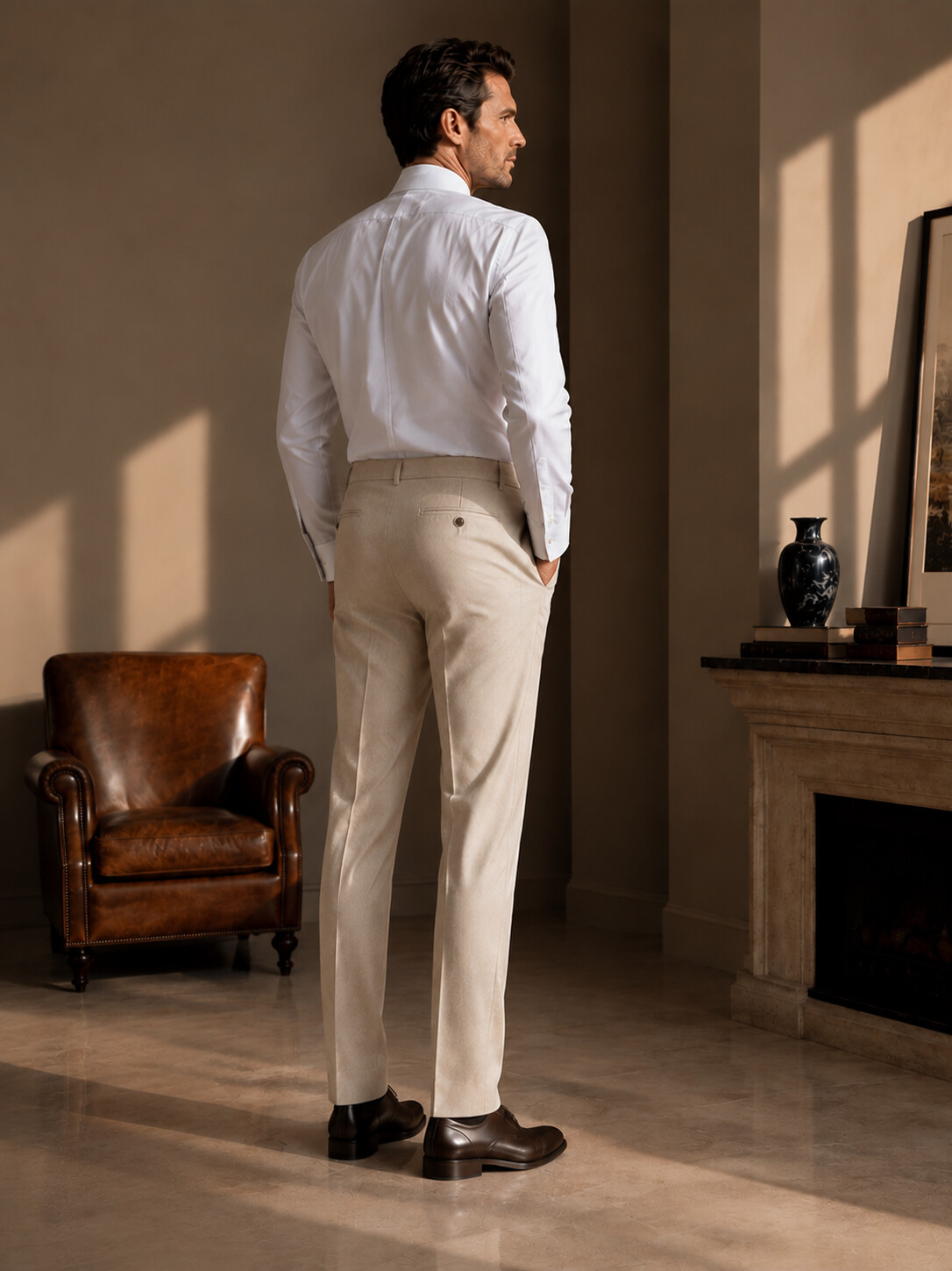 Wool & Lyocell Blend Ecru Suit Jacket-Bellvero