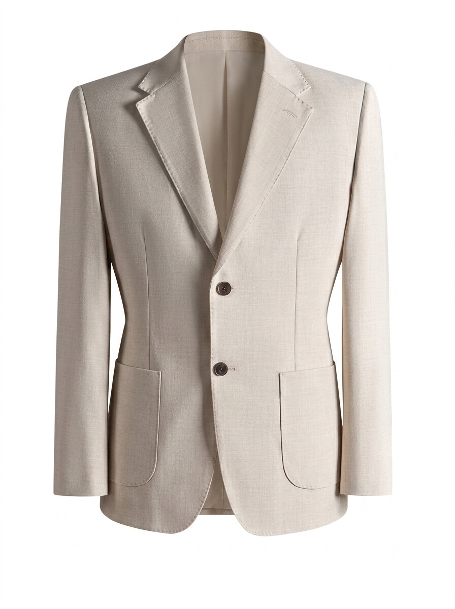 Wool & Lyocell Blend Ecru Suit Jacket-Bellvero