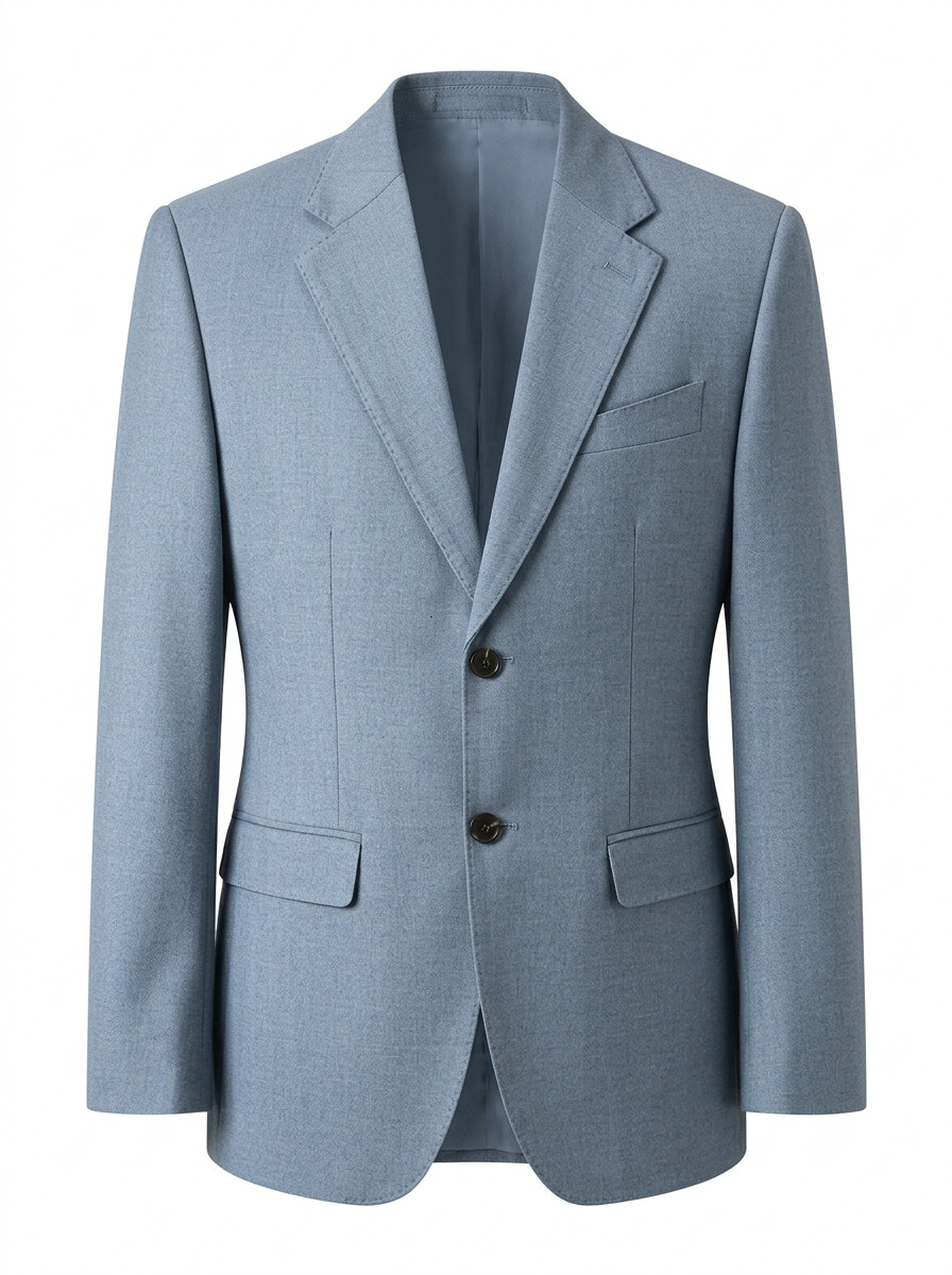 Lake Blue Lyocell & Wool Blend Suit Jacket-Bellvero