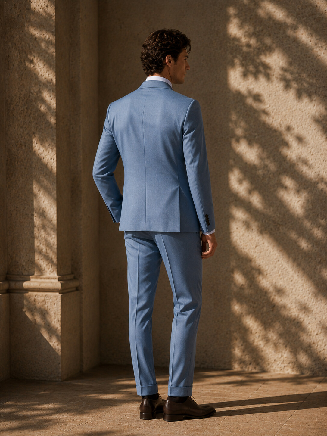 Lake Blue Lyocell & Wool Blend Suit Jacket-Bellvero