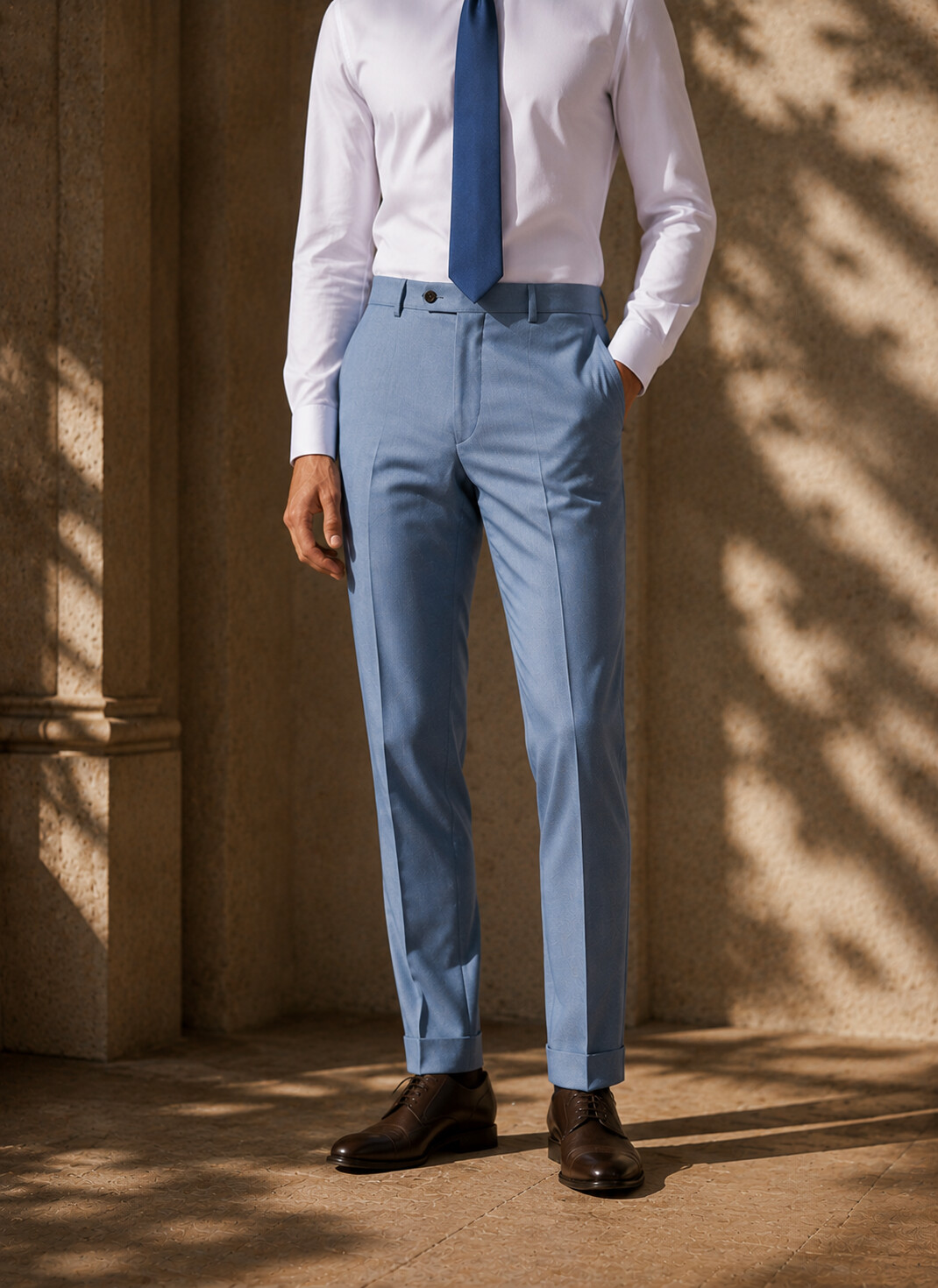Lake Blue Lyocell & Wool Blend Suit Jacket-Bellvero