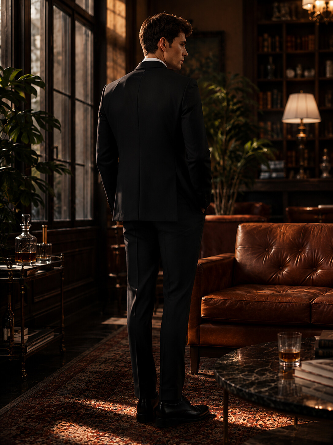 Black Solid Suit Jacket-Bellvero