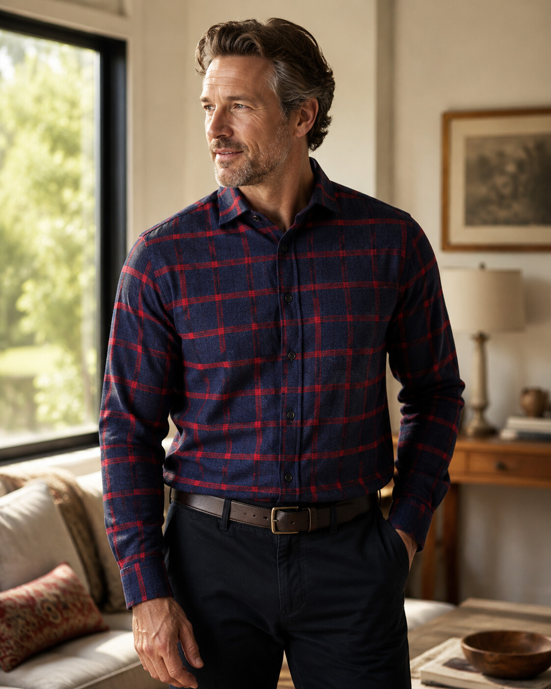 Classic Cotton Flannel Shirt-Bellvero