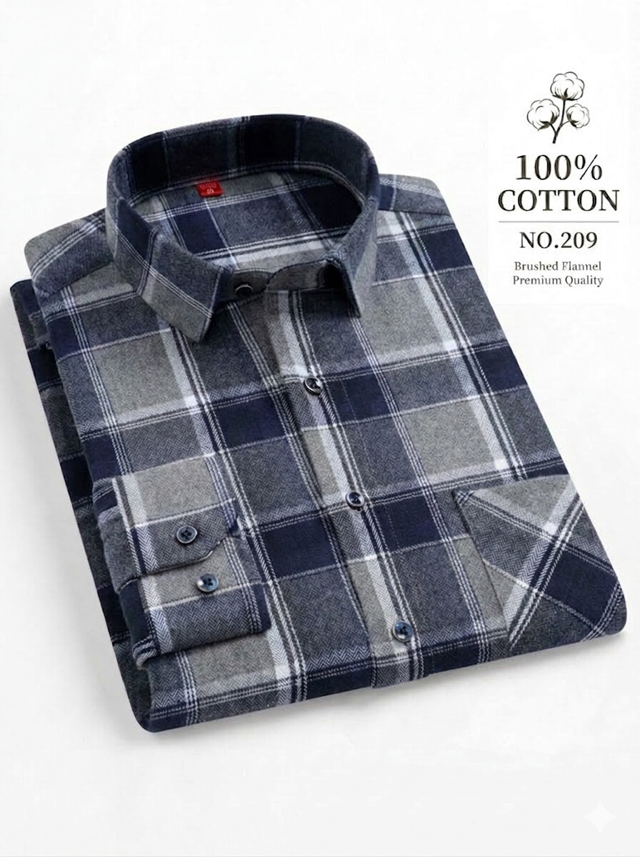 Classic Cotton Flannel Shirt-Bellvero
