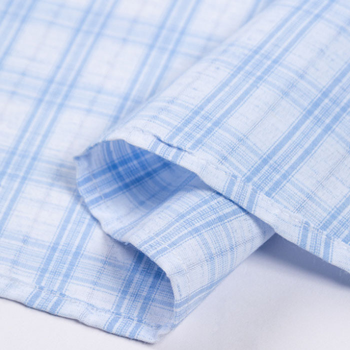 Linen Cotton Blend Plaid Shirt-Bellvero
