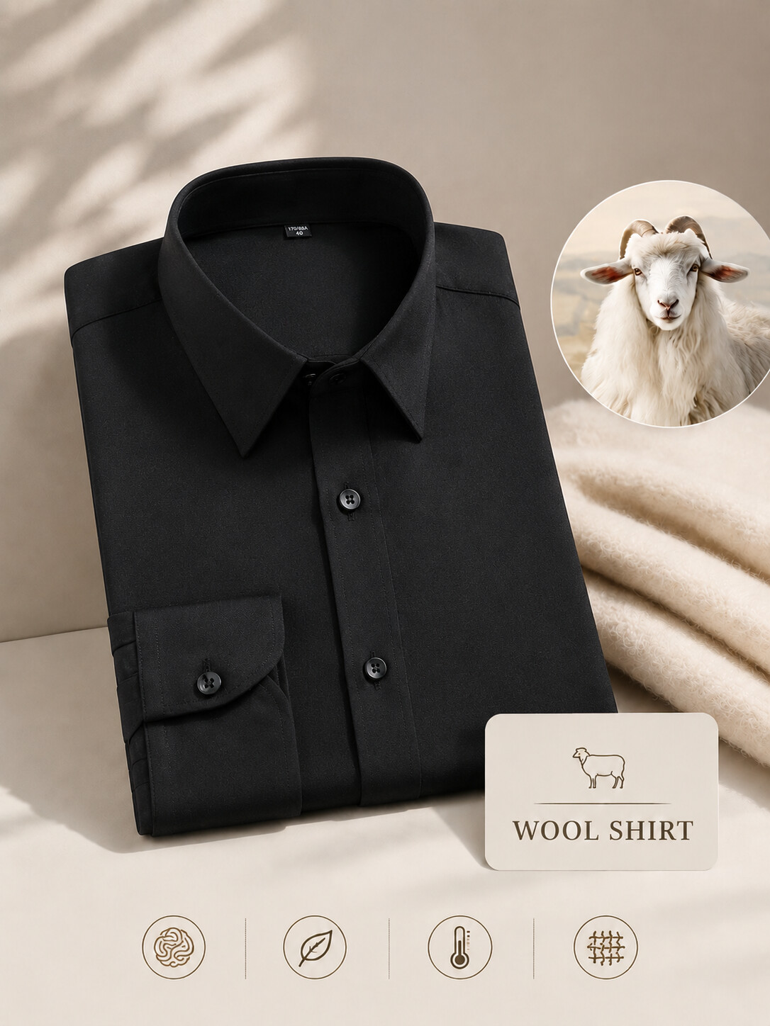 Wool Blend Dress Shirt-Bellvero