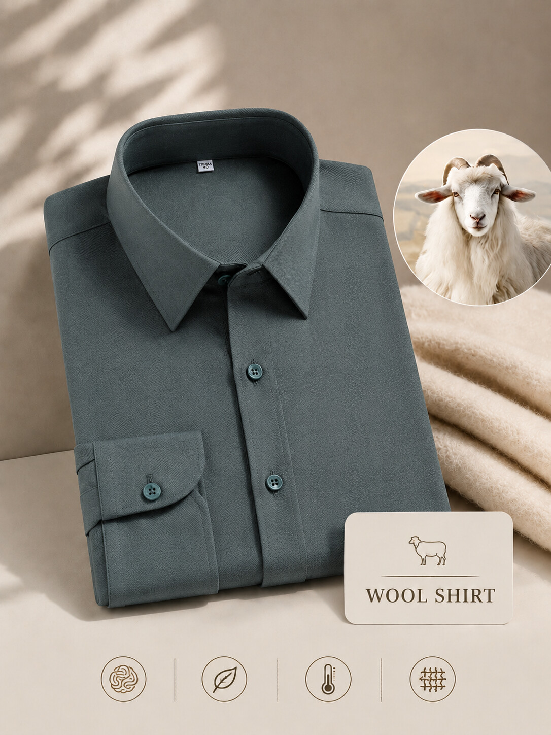Wool Blend Dress Shirt-Bellvero
