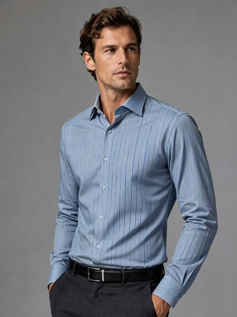 Blue Fine Stripes Dress Shirt