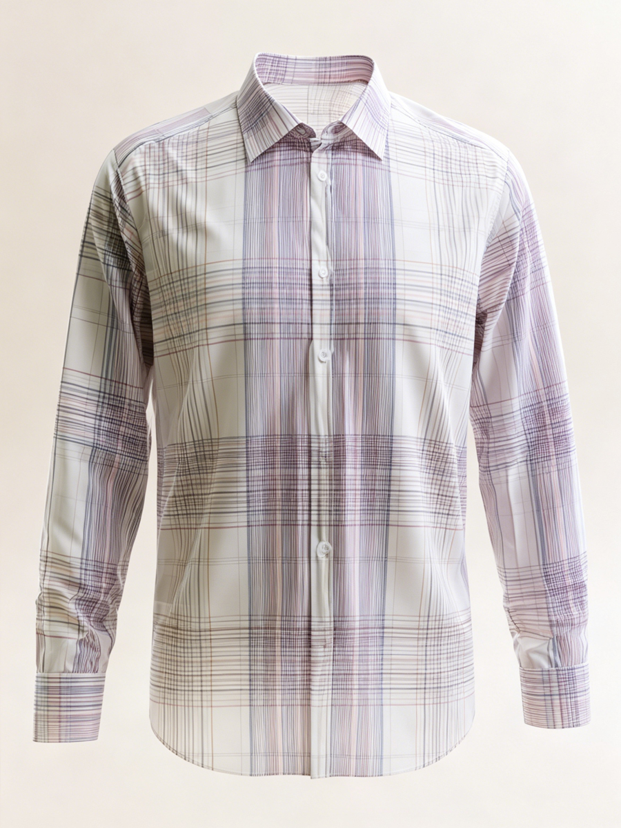 Men’s Multi-Line Plaid Dress Shirt
