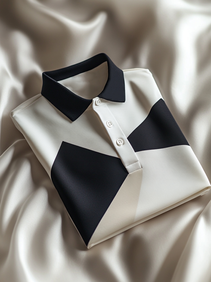 Men's Color Block Geometric Short Sleeve Polo Shirt