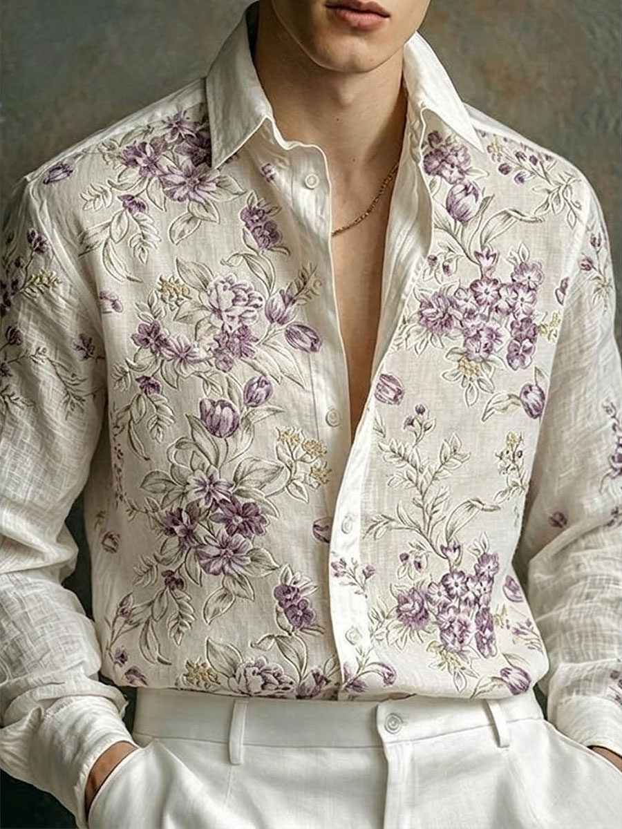 Men's Statement Floral Print Long Sleeve Shirt