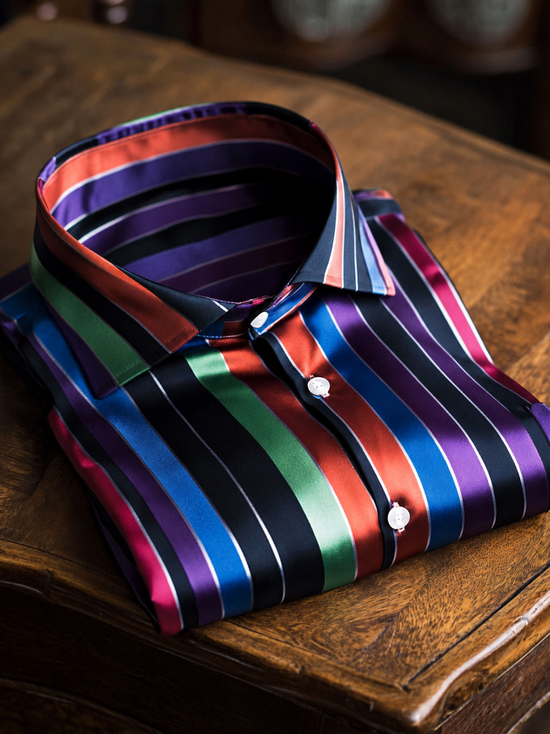 Men's Multicolor Striped Print Long-Sleeve Shirt
