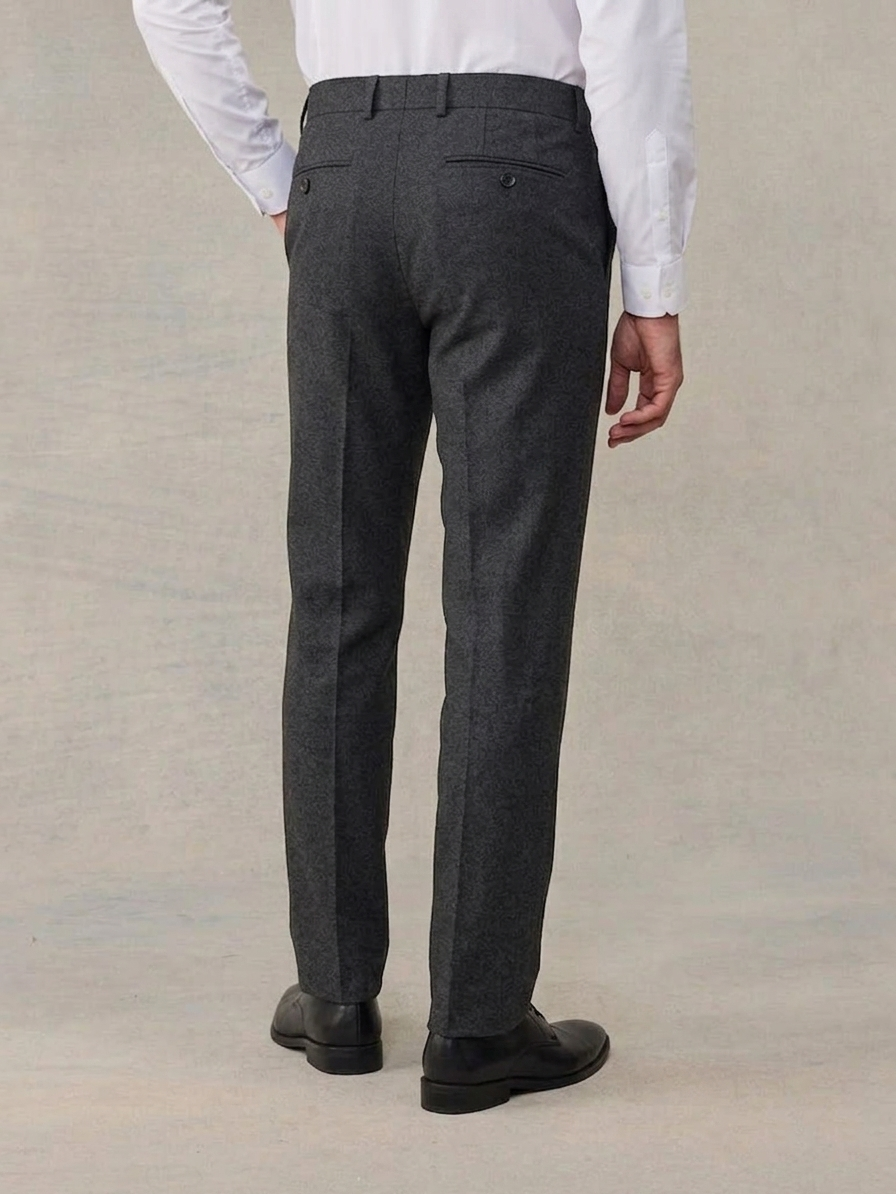 Grey Solid Suit Pants-Bellvero