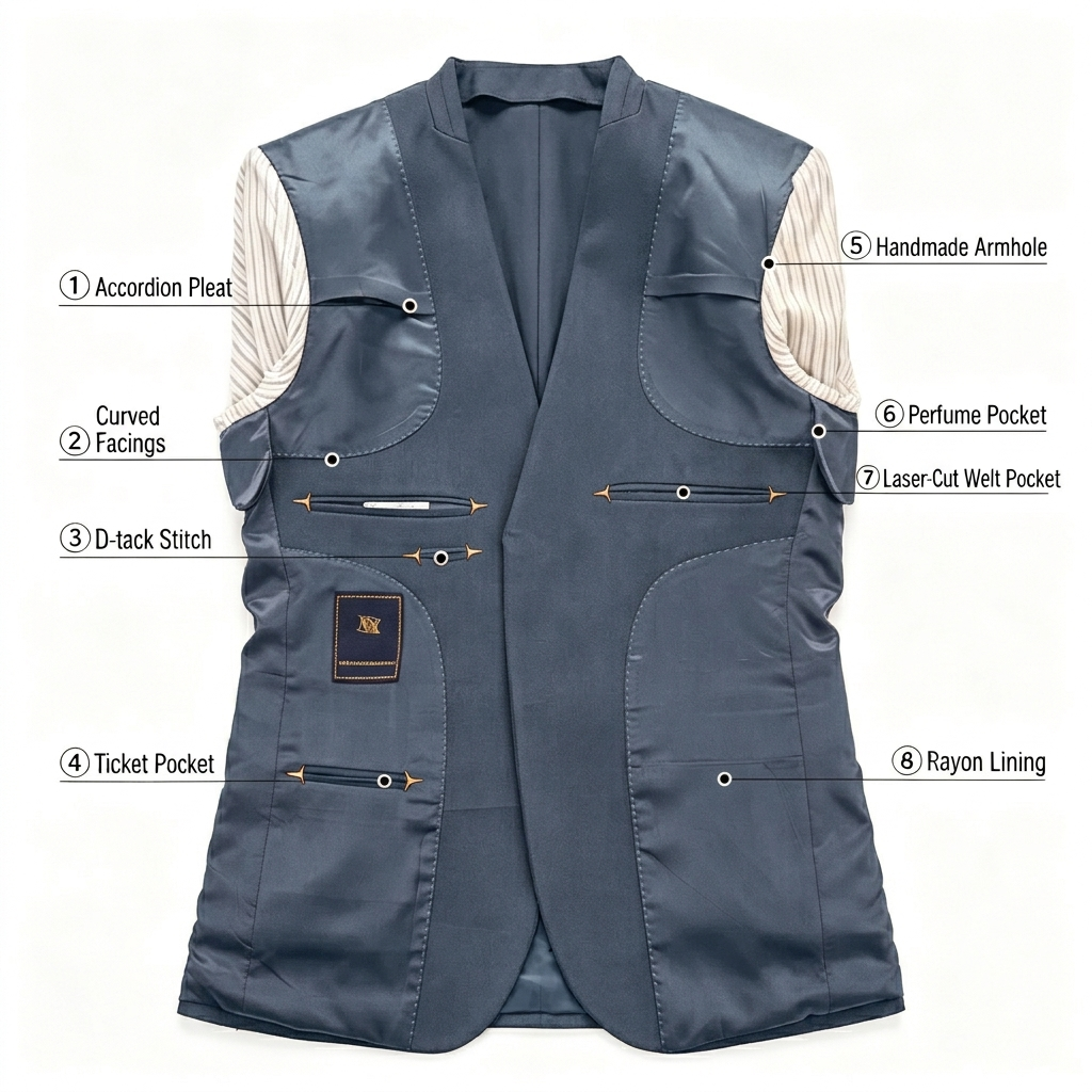 Wool Blend Stretch Dusty Blue Suit Jacket-Bellvero