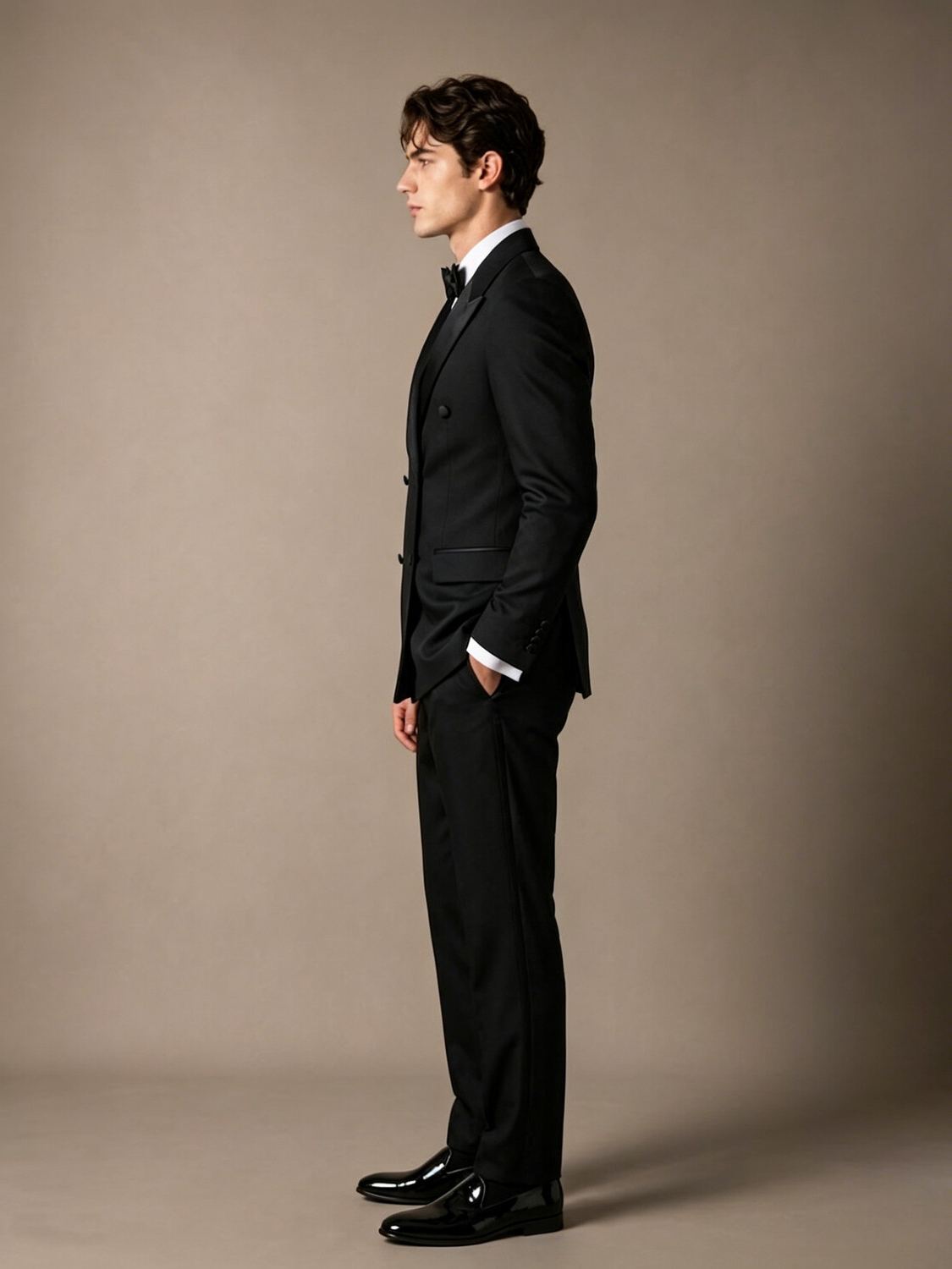 Modern Fit Black Lapel Tuxedo Pants-Bellvero