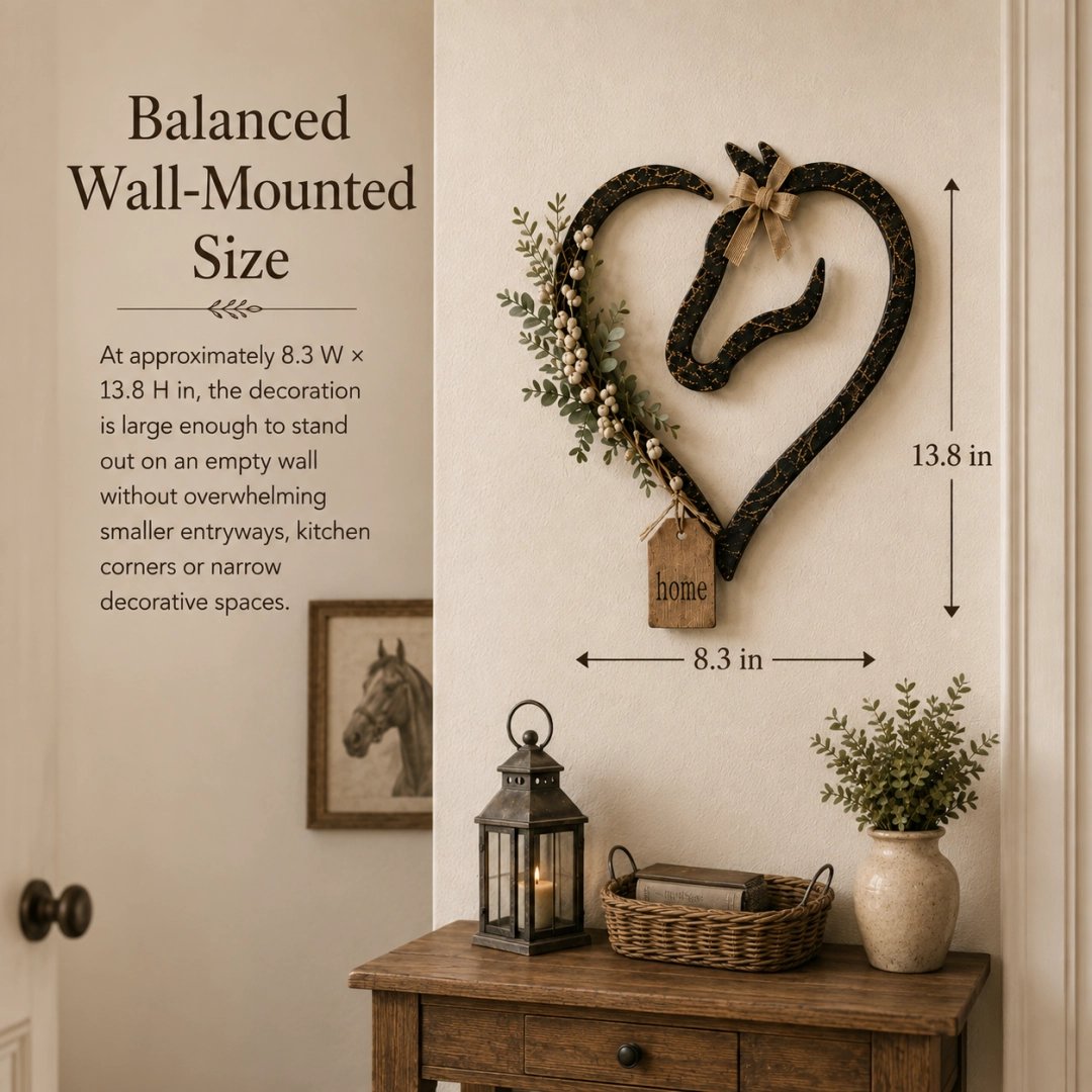 Original Handcrafted Horse Heart Wall Decor with Greenery – Farmhouse Equestrian Home Accent (Only £22.99 Today!)