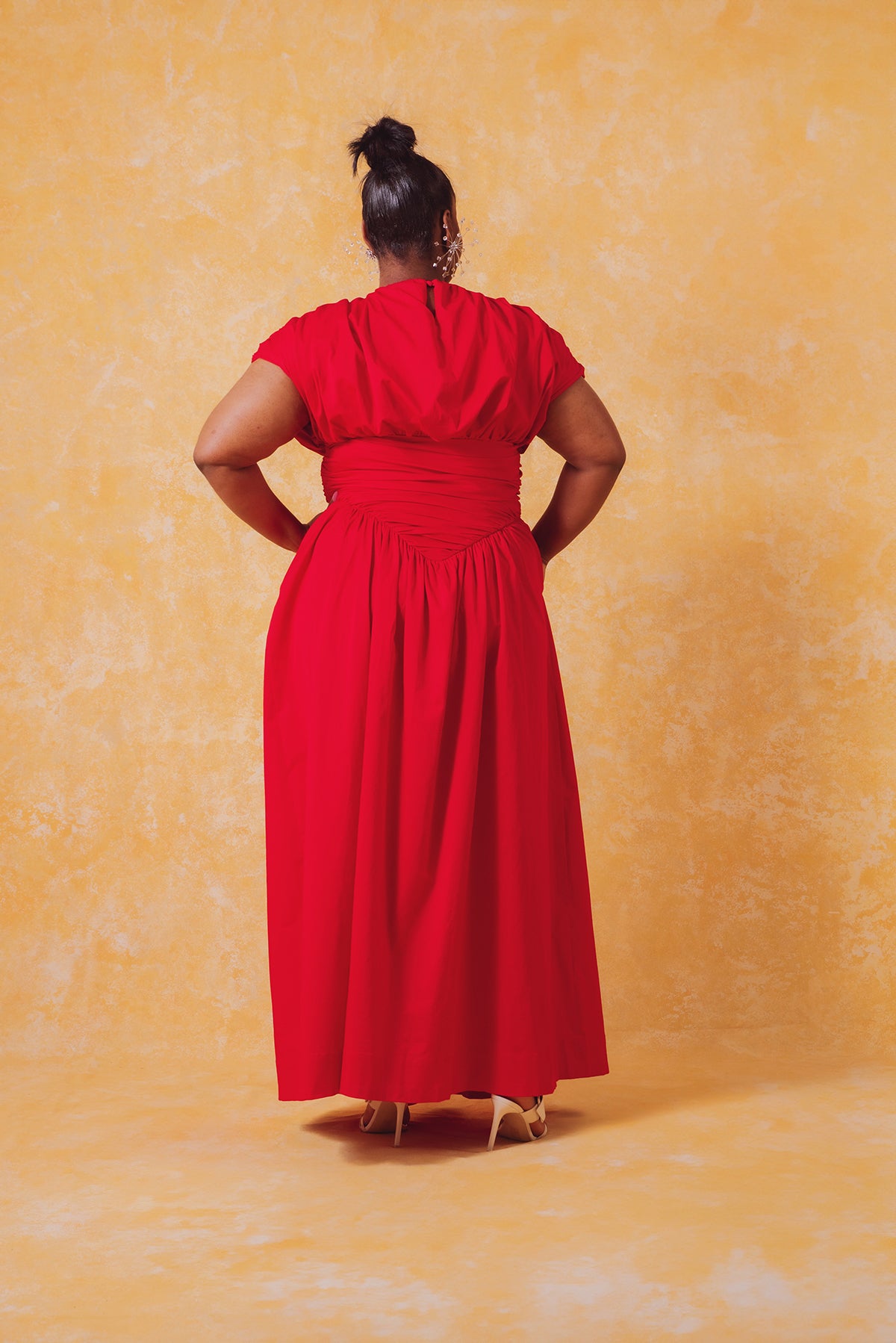 Adesuwa Ruched Cotton Long Dress (Buy 2 Free Shipping)