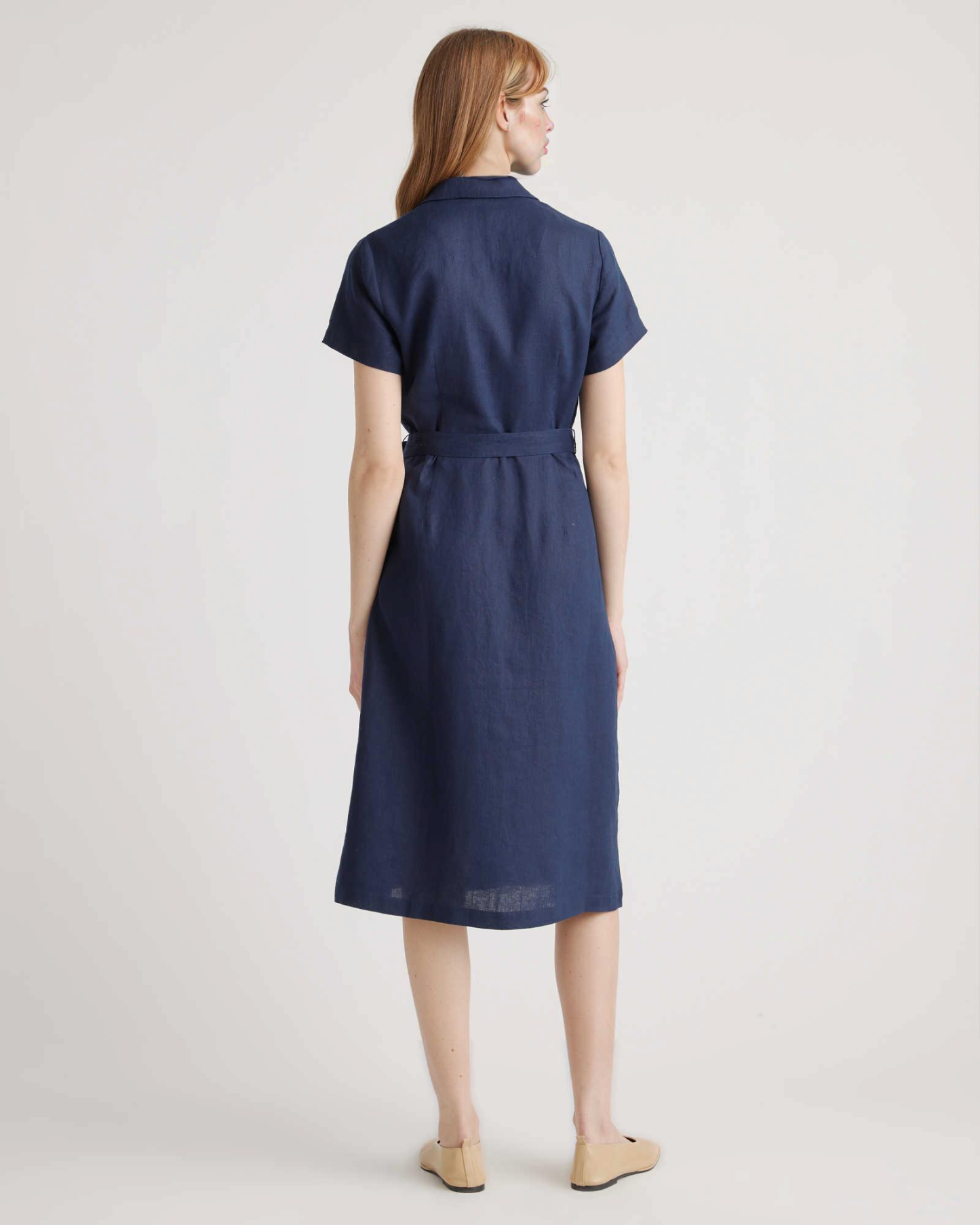 Linen Button Front Dress (Buy 2 Free Shipping)