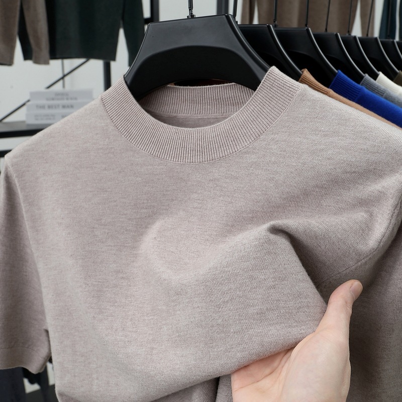 Last Day 50% OFF?2025 Spring and Summer Men's Stand Collar Cashmere Casual T-shirt (Buy 2 Free Shipping)