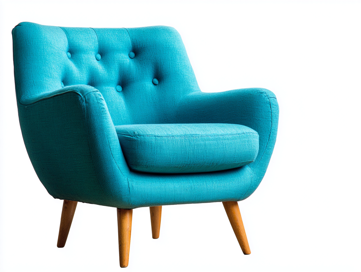 Sessel - Strukturstoff-Holz - 85 x 77 x 83 cm - Blau - Skandinavischer Retro-Stil-Notalycasa