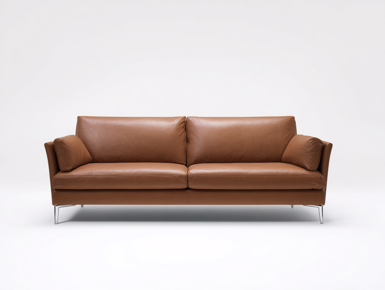 Zweisitzer Sofa - Leder-Metall - 202 x 84 x 80 cm - Braun - Modern-Notalycasa