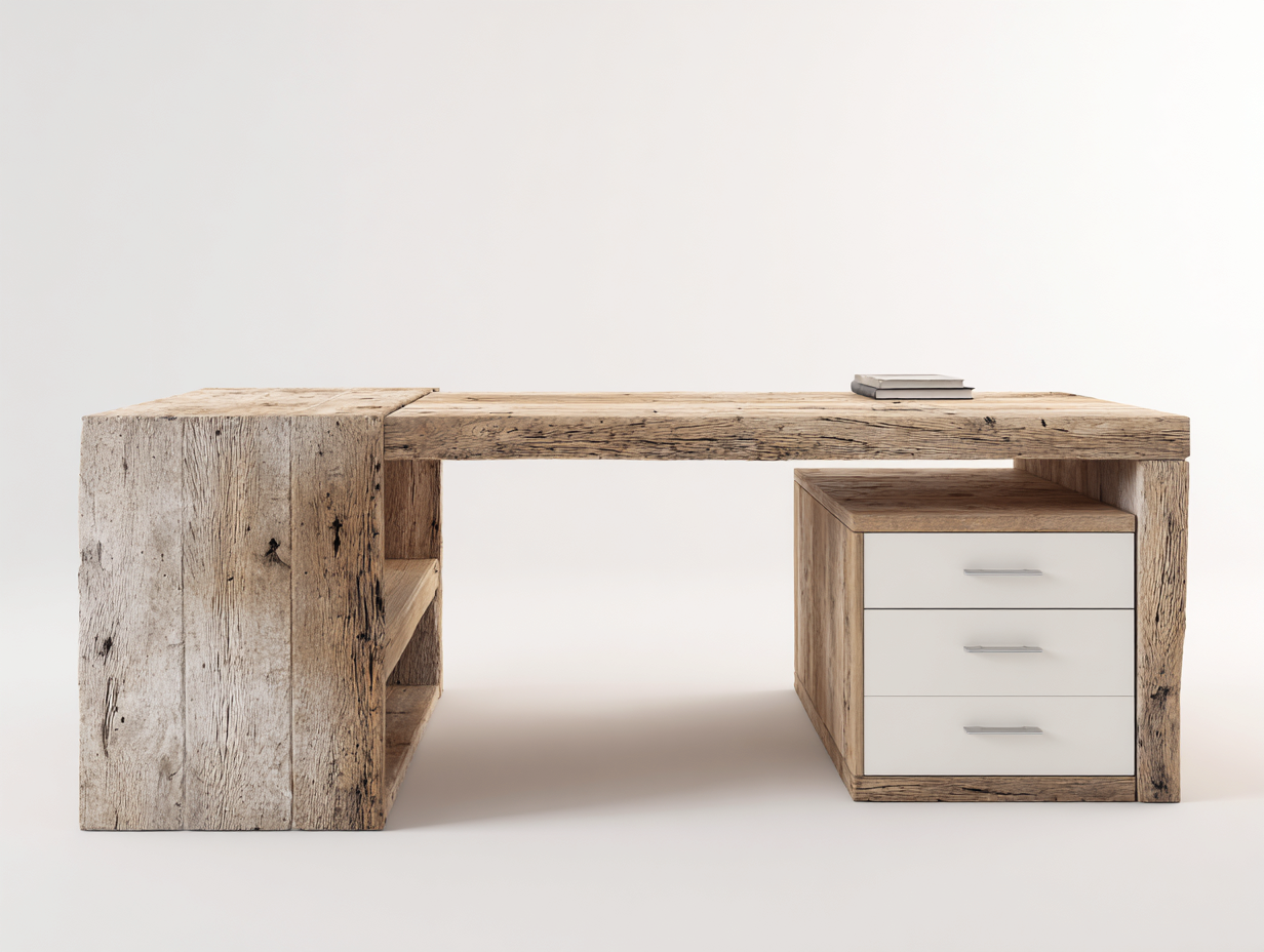 Schreibtisch-Holzwerkstoff-160x60x76 cm-Naturholz-Weiß-moderner Stil-Notalycasa