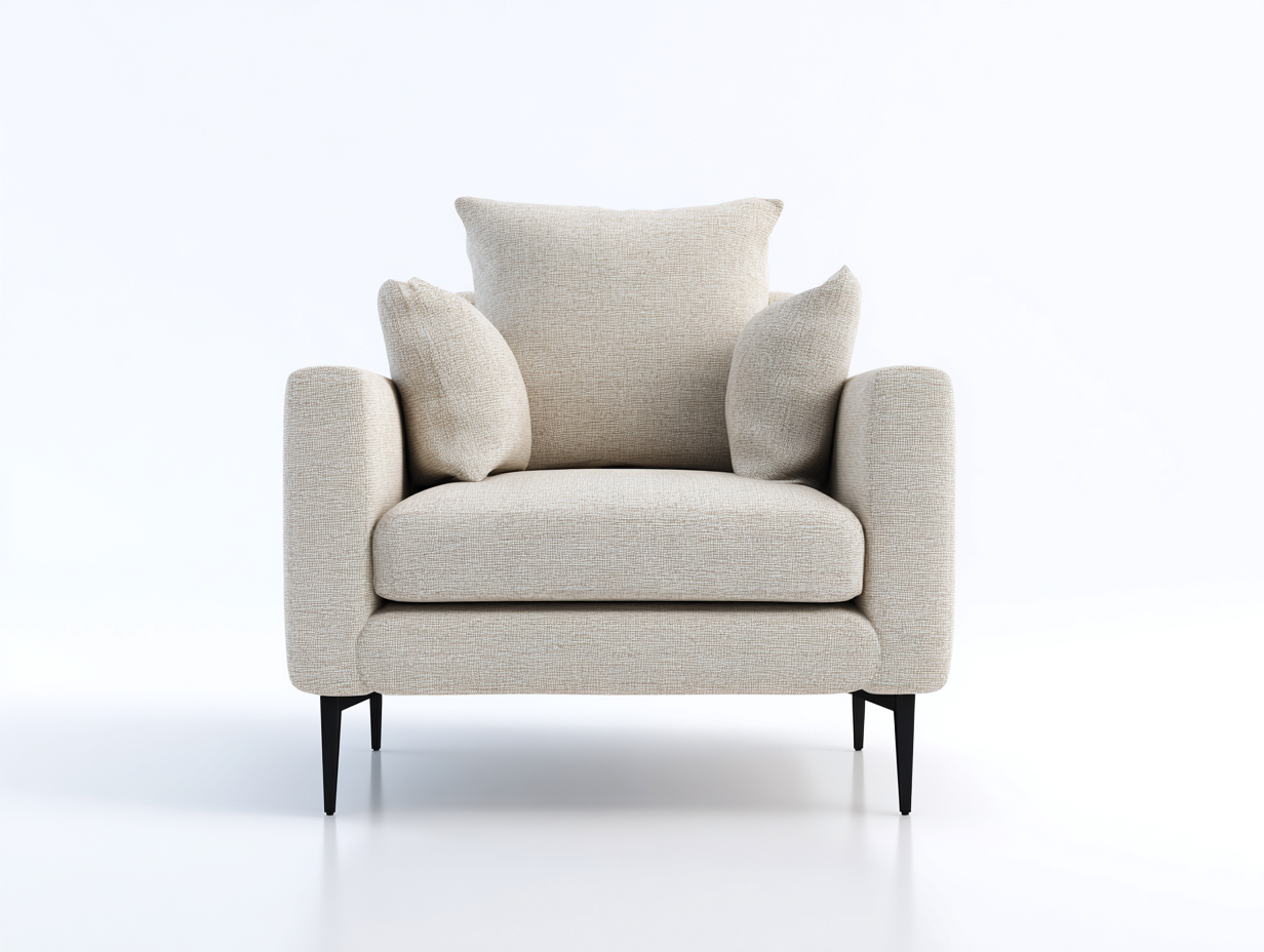 Sessel - Strukturstoff-Metall - 91 x 83 x 84 cm - Beige - Moderner Komfort-Stil-Notalycasa