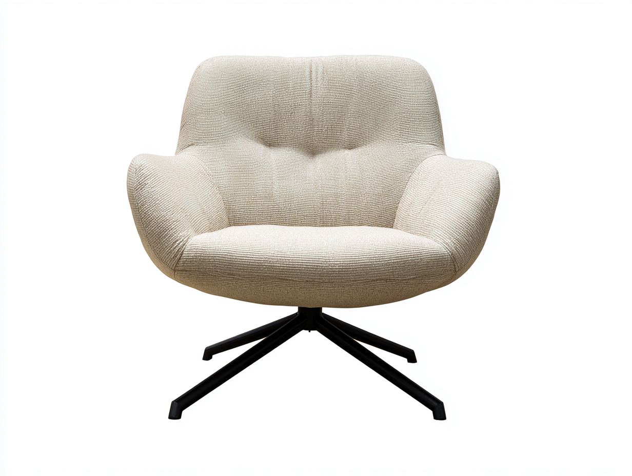 Sessel - Bouclé-Stoff-Metall - 85 x 80 x 83 cm - Beige - Moderner Drehstuhl-Stil-Notalycasa