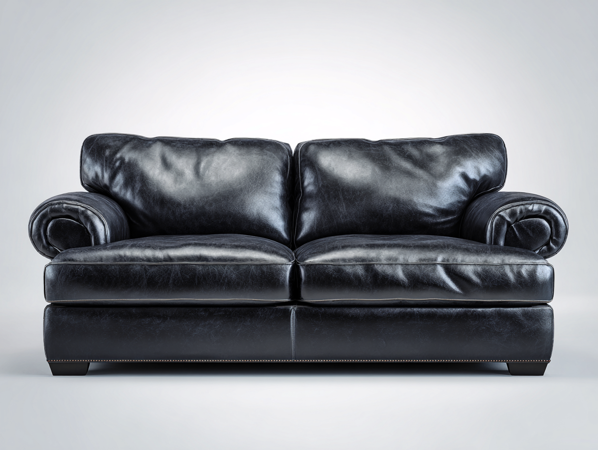 Zweisitzer Sofa - Leder - 184 x 91 x 88 cm - Schwarz - Klassisch-Notalycasa