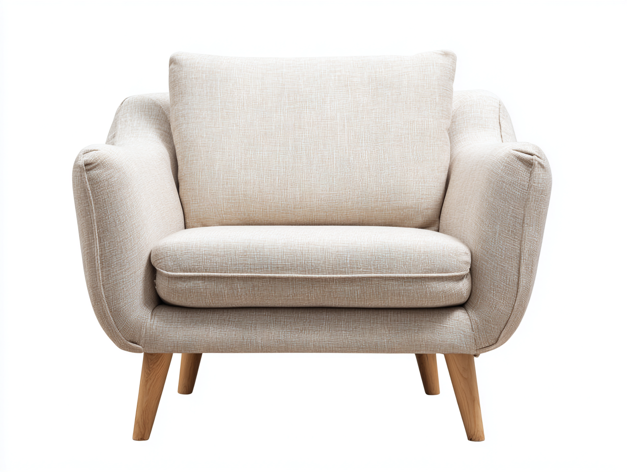 Sessel - Strukturstoff-Holz - 87 x 78 x 85 cm - Beige - Skandinavischer Komfort-Stil-Notalycasa