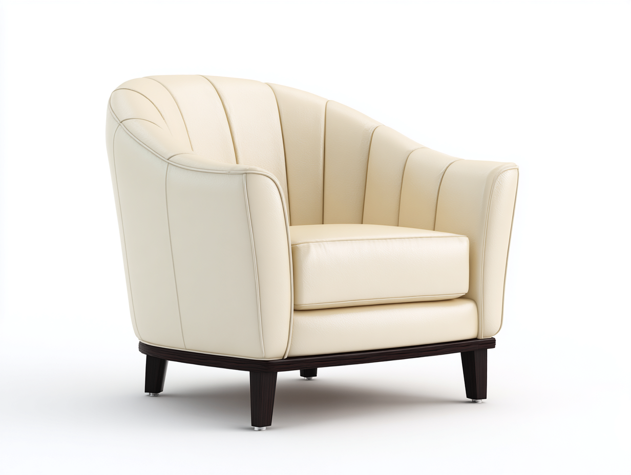 Sessel - Kunstleder-Holz - 88 x 82 x 84 cm - Creme - Moderner Club-Stil-Notalycasa