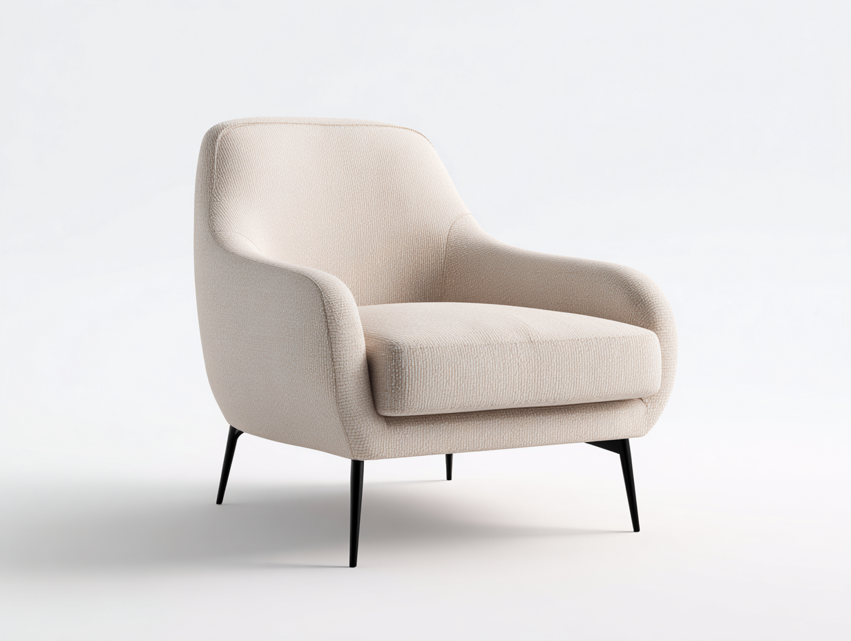 Sessel - Bouclé-Stoff-Metall - 82 x 78 x 84 cm - Cremeweiß - Moderner Lounge-Stil-Notalycasa
