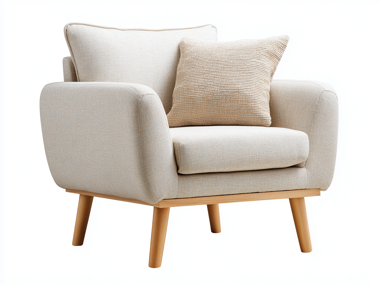 Sessel - Stoff-Holz - 108x92x84 cm - Beige-Naturholz - modernes Design-Notalycasa