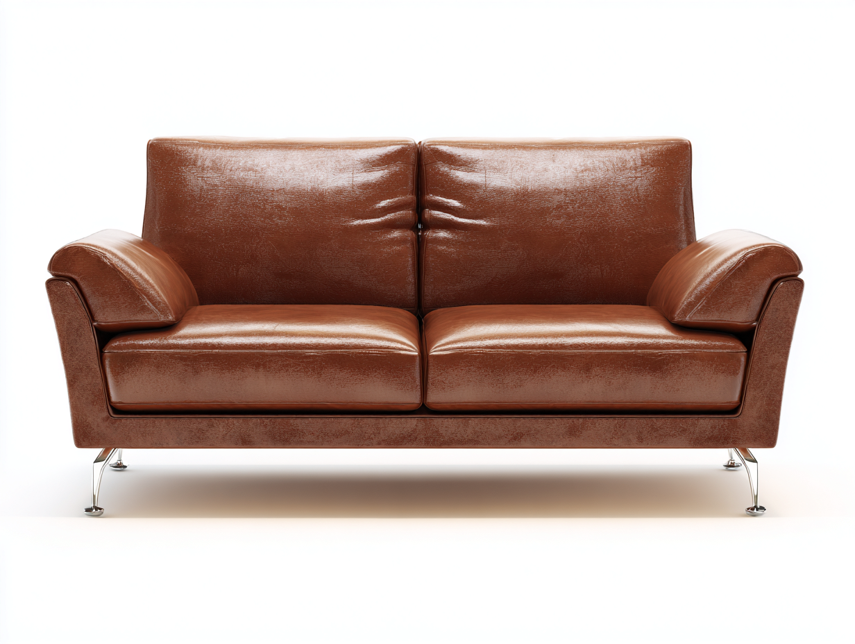 Zweisitzer Sofa - Leder-Metall - 178 x 84 x 82 cm - Braun - Modern-Notalycasa