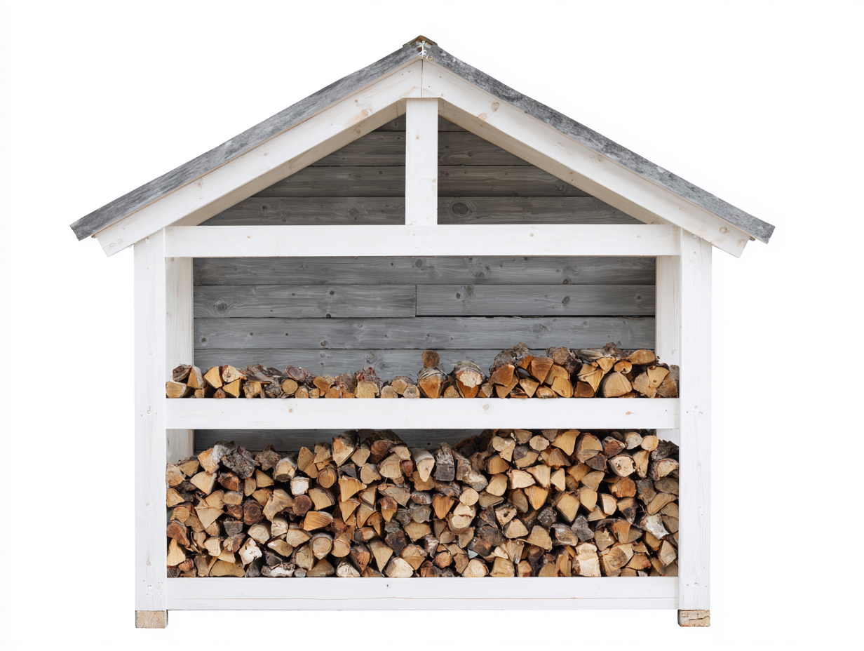 Kaminholzregal - Holz - 174x68x162 cm - Weiß-Grau - Landhausstil-Notalycasa