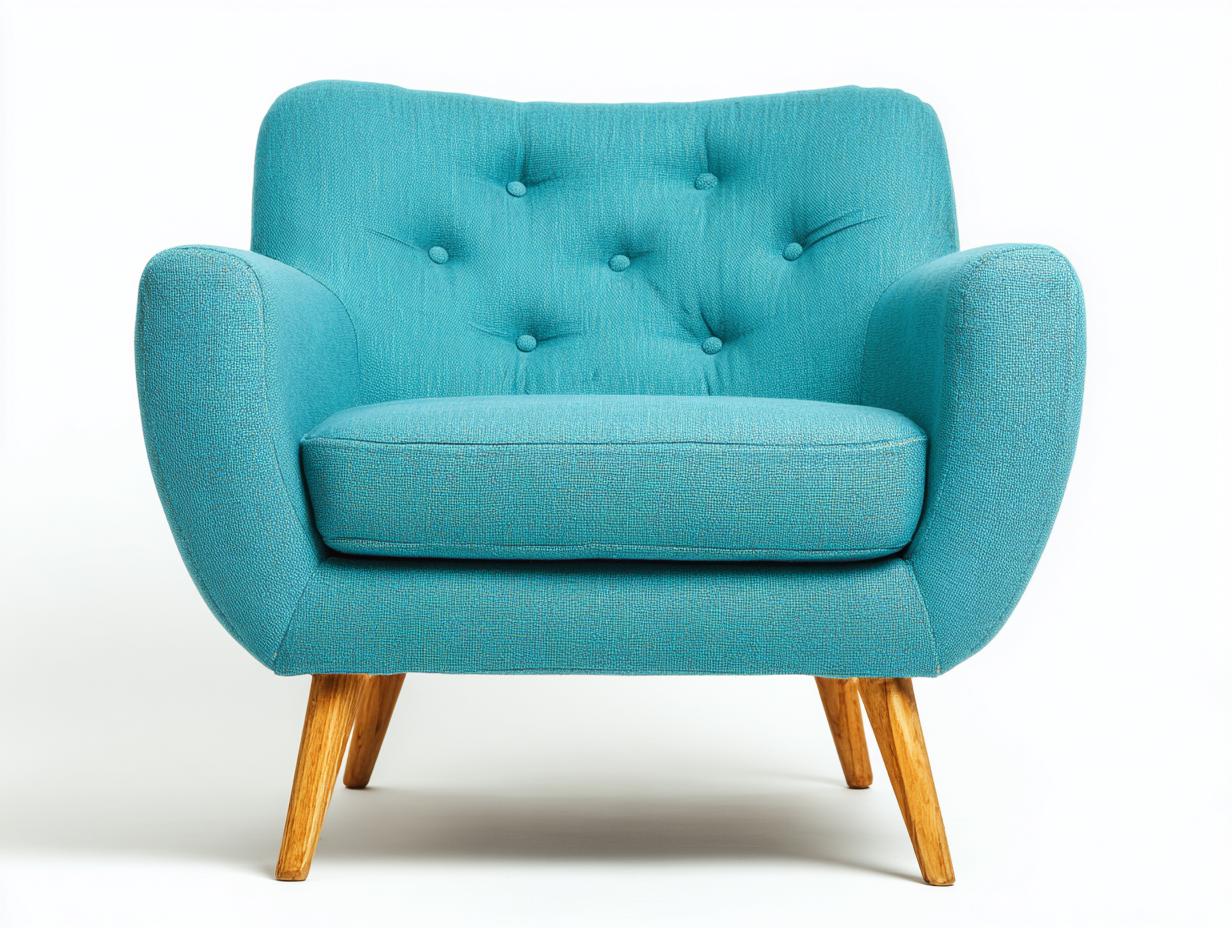 Sessel - Strukturstoff-Holz - 86 x 78 x 82 cm - Blau - Skandinavischer Retro-Stil-Notalycasa